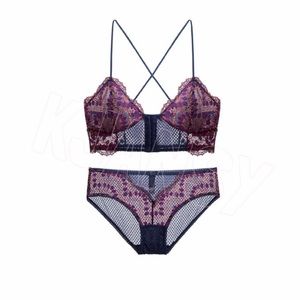 Bohemian Lace Blue Purple Bralette Panty Set